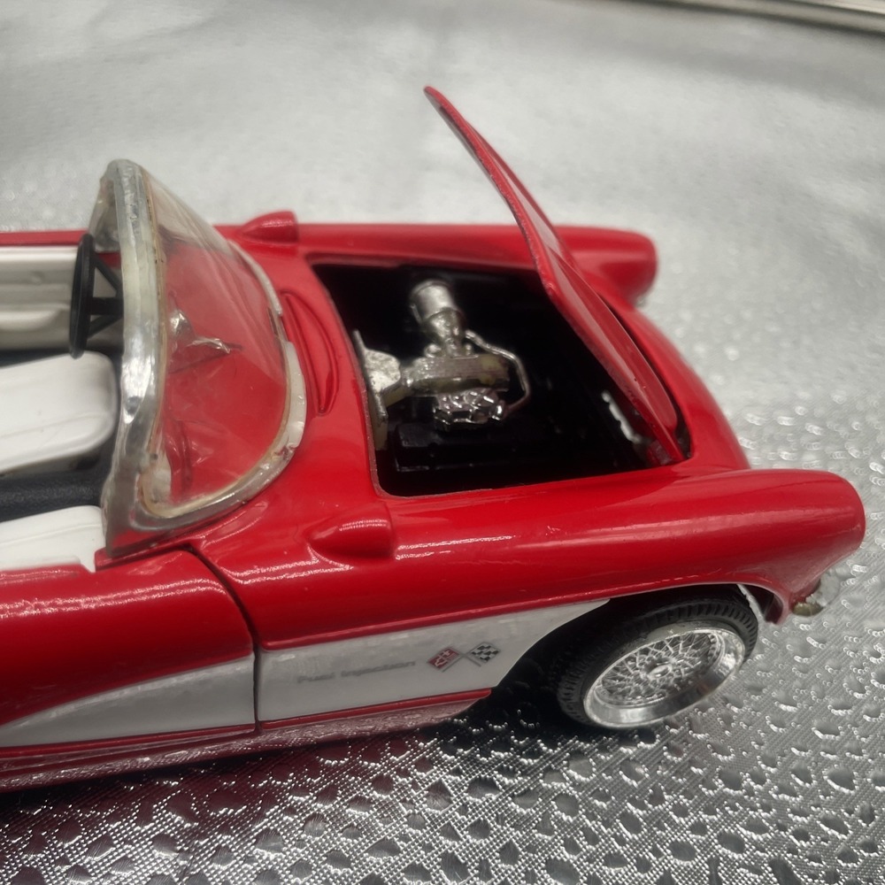 Vintage 1957 Red Corvette Convertible Fuel Injection Diecast Metal Toy Car - Picture 3 of 16